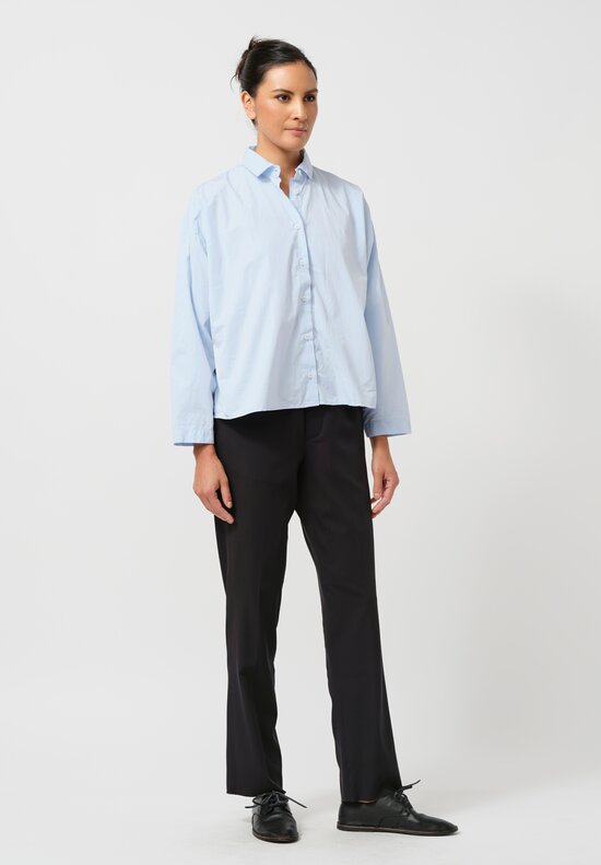 Bergfabel Washed Cotton Poplin Short Overshirt in Sky Blue	