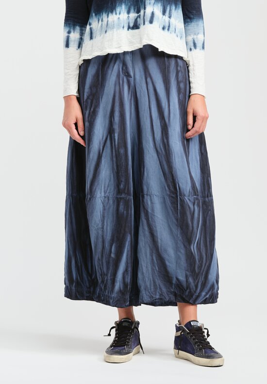 Gilda Midani Solid Linen Silk Egg Pants in Marble Dress Blue