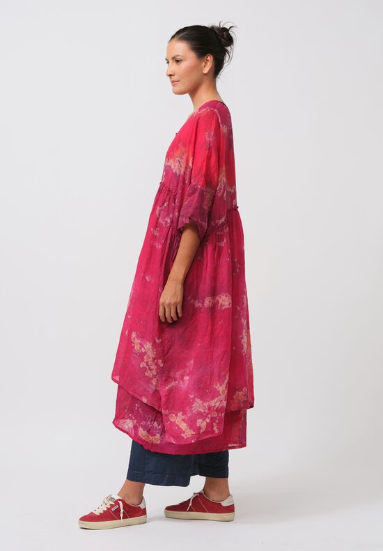 Gilda Midani Pattern Dyed Linen Overdress in Blossom	