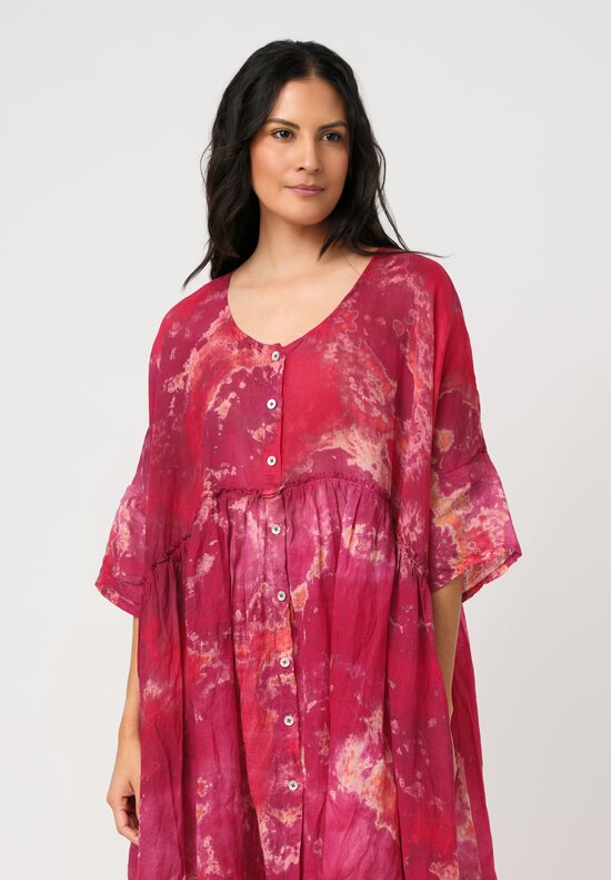 Gilda Midani Linen Pattern-Dyed Overdress in Blossom Pink