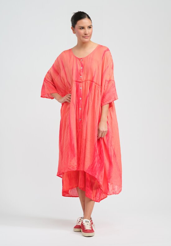 Gilda Midani Pattern Dyed Linen Overdress in Marble Fiesta Orange