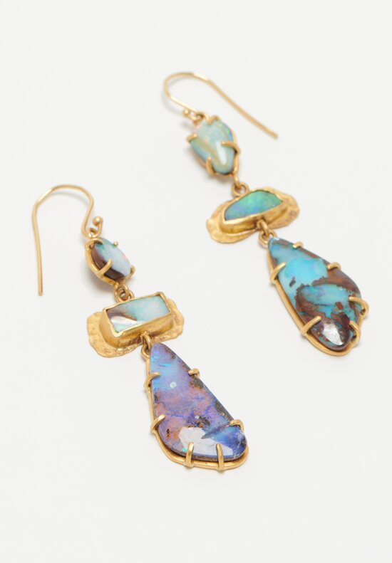 Margery Hirschey 22k, Boulder Opal Earrings Blue