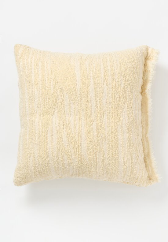 The House of Lyria Wool & Cotton Large Biplex Square Pillow in Moonstone White