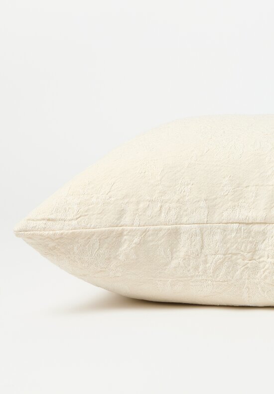 The House of Lyria Linen Jacquard Moorea Large Square Pillow in Ecru White
