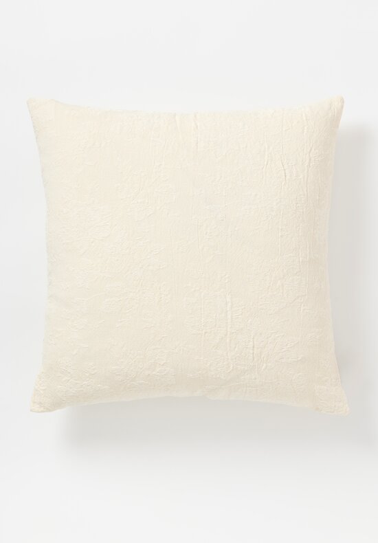 The House of Lyria Linen Jacquard Moorea Large Square Pillow in Ecru White	