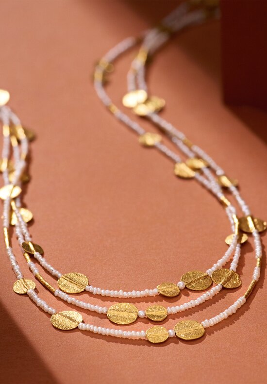 Ara Collection 24K Gold Disk & Pearl Necklace