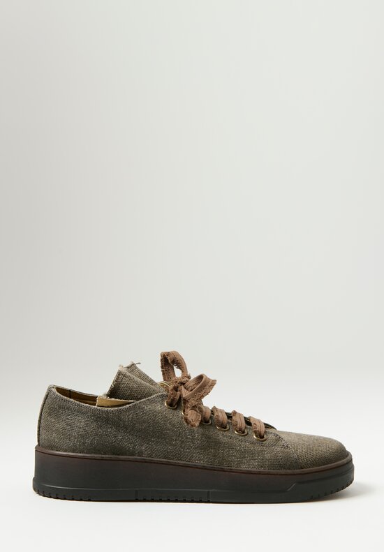 Uma Wang Linen Canvas Sneakers in Army Green