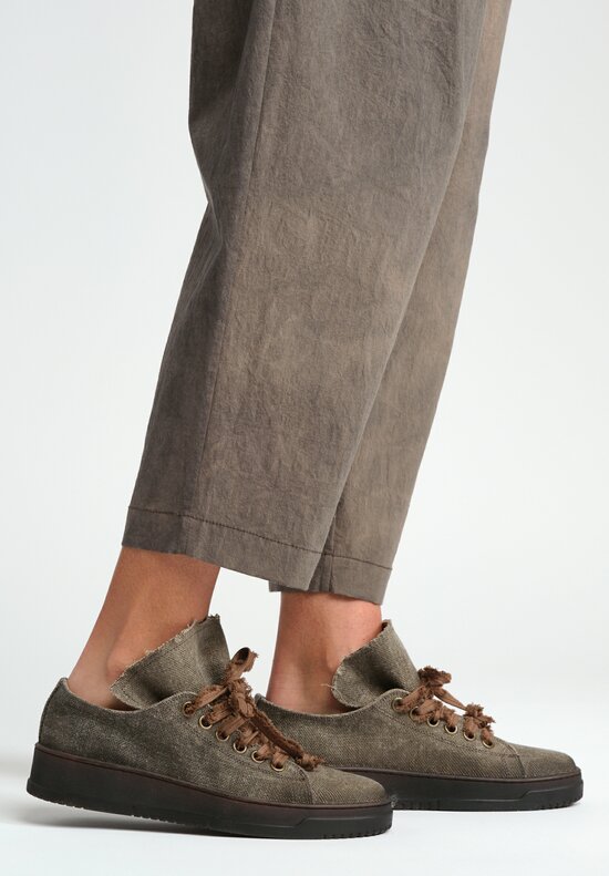Uma Wang Linen Canvas Sneakers in Army Green	