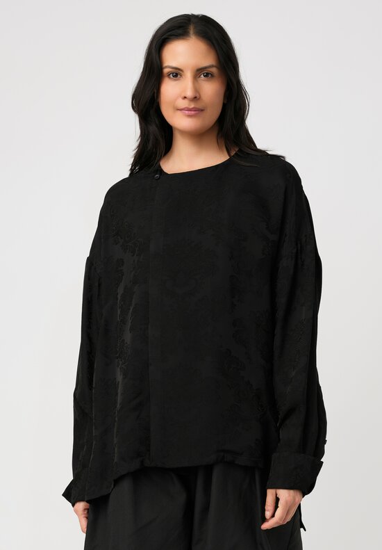 Uma Wang Brocade Tobin Top in Zagros Black