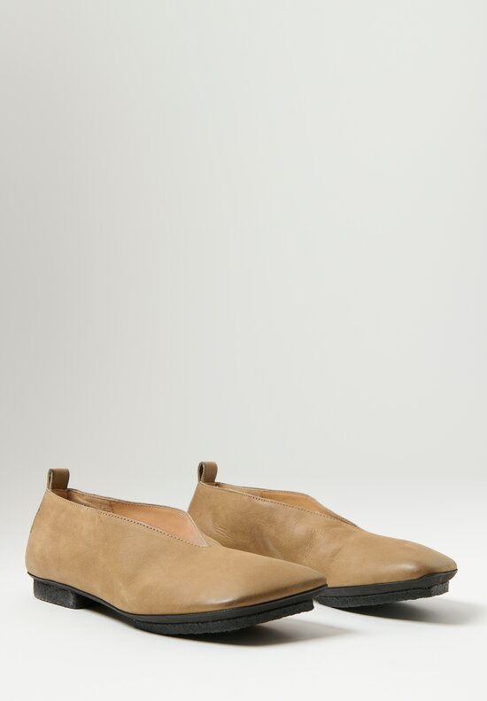 Uma Wang Leather Stone Ballet Shoes in Mustard Brown