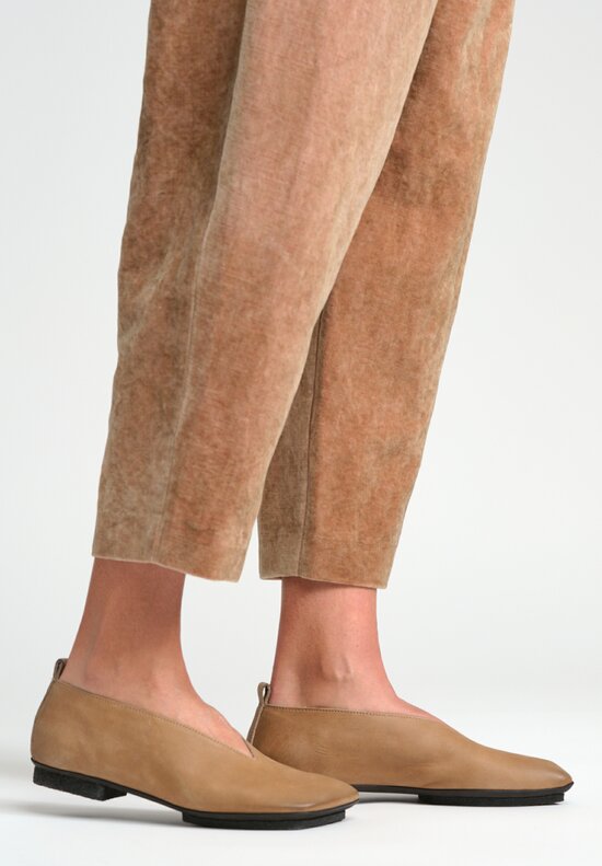 Uma Wang Leather Stone Ballet Shoes in Mustard Brown	