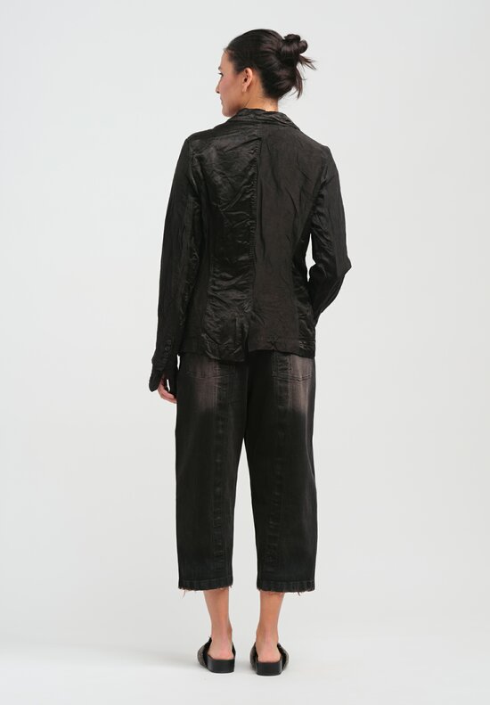 Rundholz Linen & Satin Panel Jacket in Black