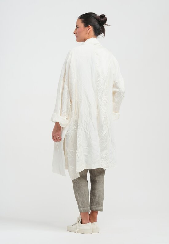 Rundholz Linen & Satin Panel Coat in Callas White