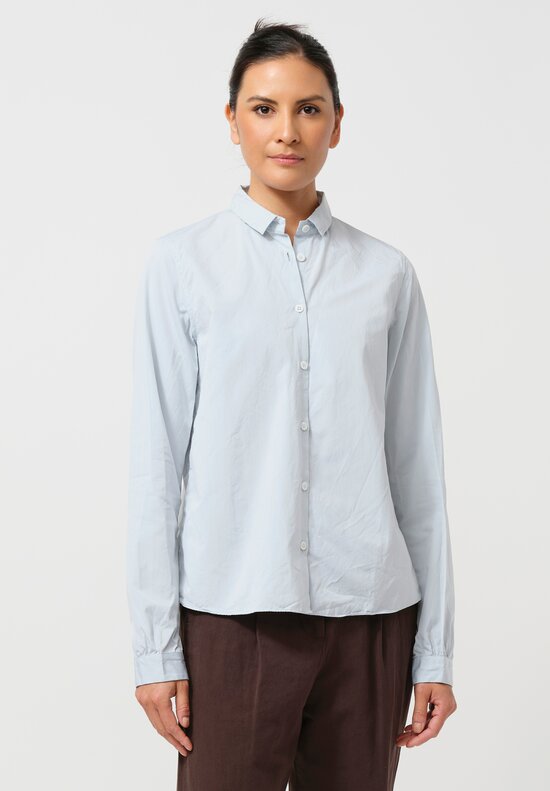 Bergfabel Washed Cotton Poplin Short Tyrol Shirt in Water Blue	