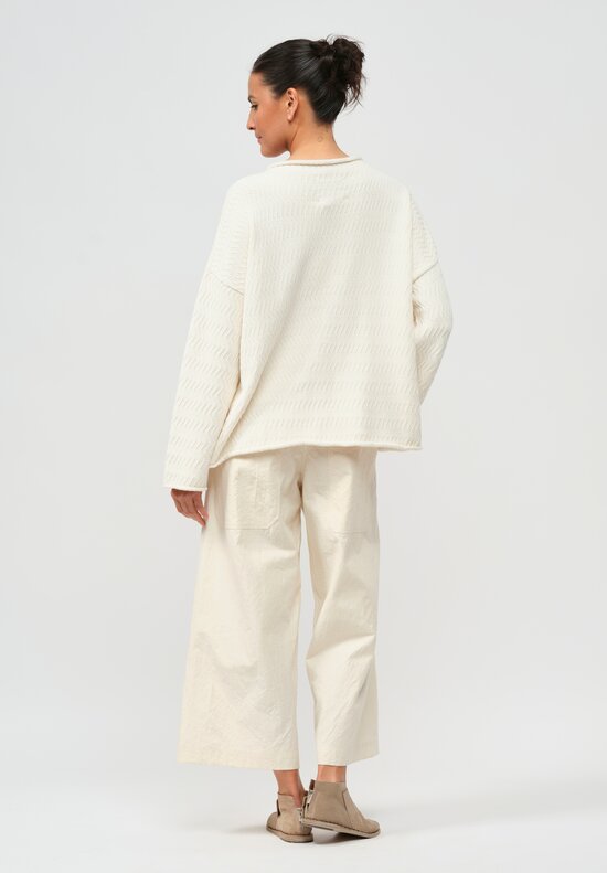 Lauren Manoogian Pima Cotton Zig Zag Pullover in white	