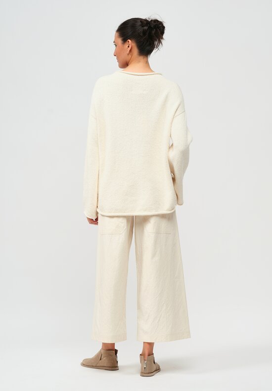 Lauren Manoogian Cotton Roving Rollneck Pullover in Raw White	