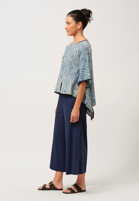 Sophie Hong Short Raw Silk Top in Indigo Shibori