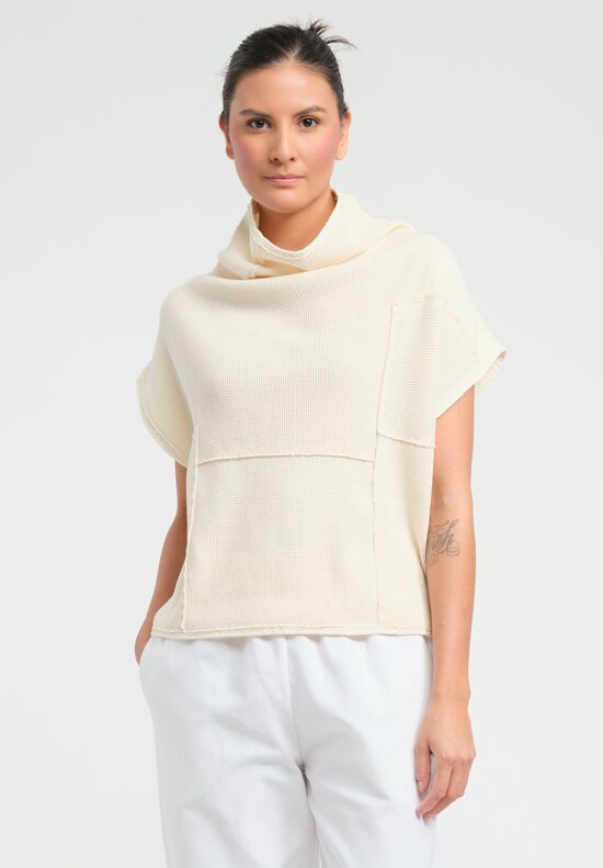 Alabama Chanin Cotton Patchwork Waffle Pullover in Natural	