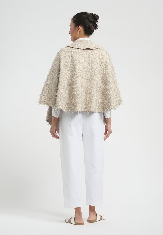 Alabama Chanin Embroidered Rosette Walking Cape in Wax Natural