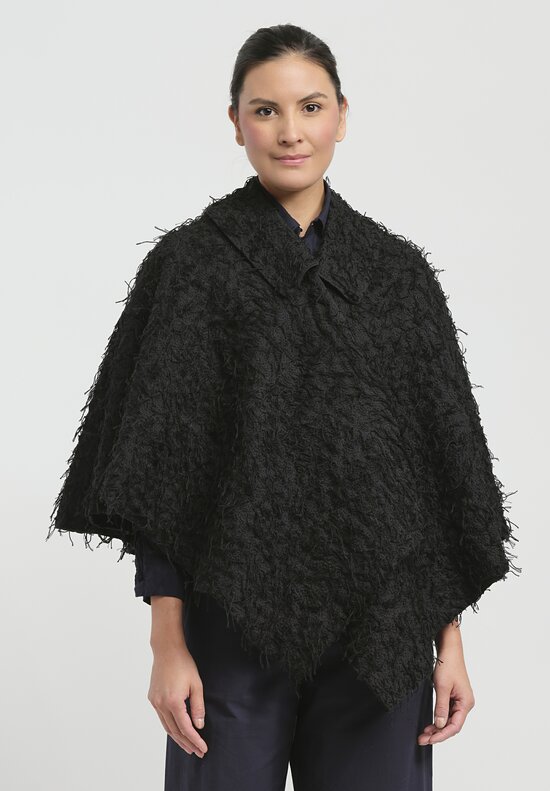Alabama Chanin Embroidered Rosette Walking Cape in Black