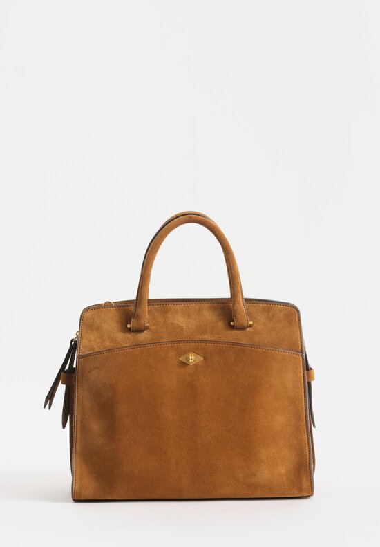 Métier Suede Private Eye Slim Satchel in Marrakech Brown	