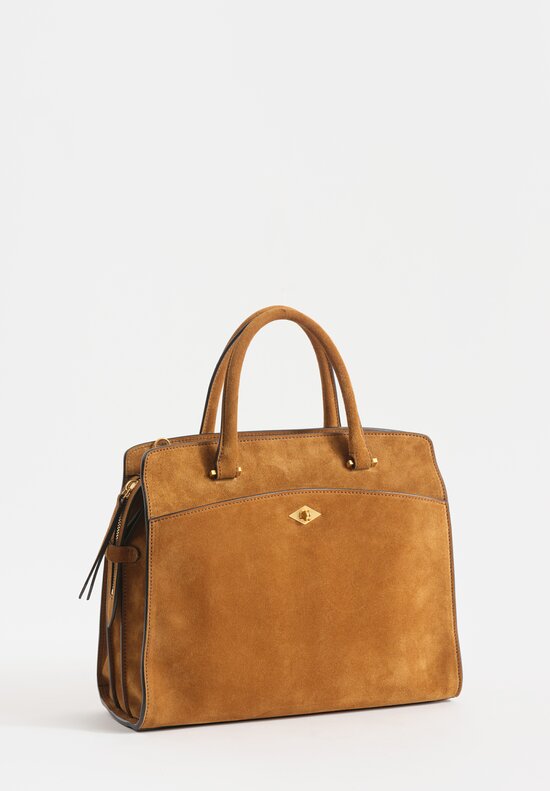 Métier Suede Private Eye Slim Satchel in Marrakech Brown	