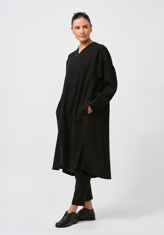 Jan-Jan Van Essche Linen Shirting Tunic in Black	