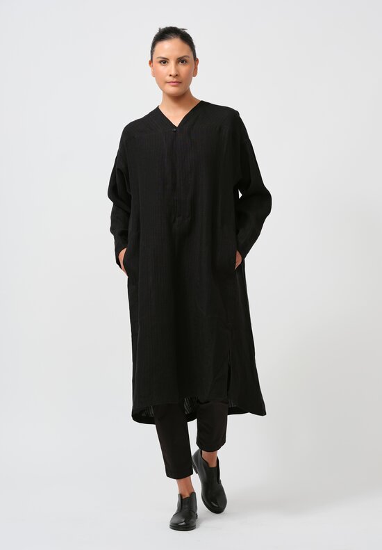 Jan-Jan Van Essche Linen Shirting Tunic in Black	