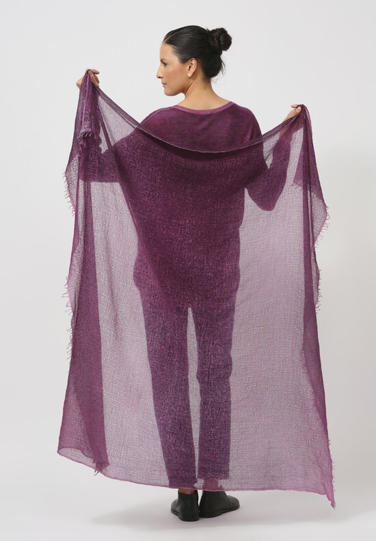 Avant Toi Hand-Painted Cashmere Gauze Scarf in Nero Clematis Purple	