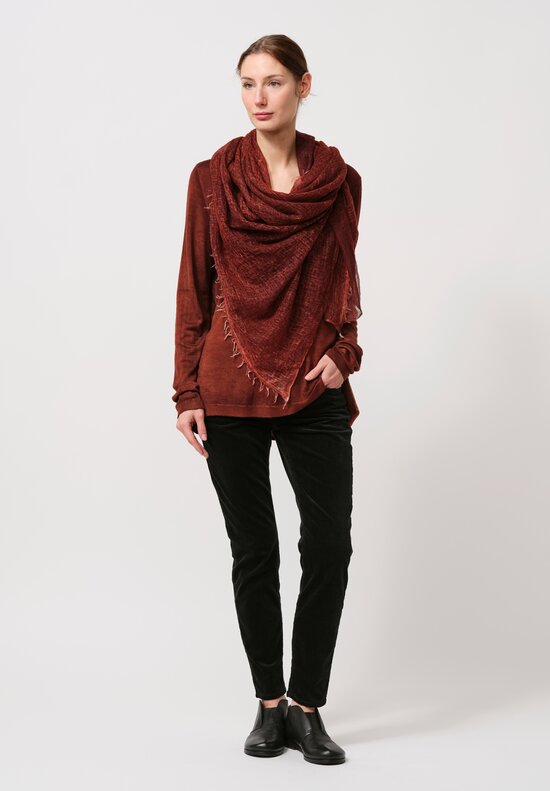 Avant Toi Hand-Painted Cashmere Gauze Scarf in Nero Mandarancio Orange	