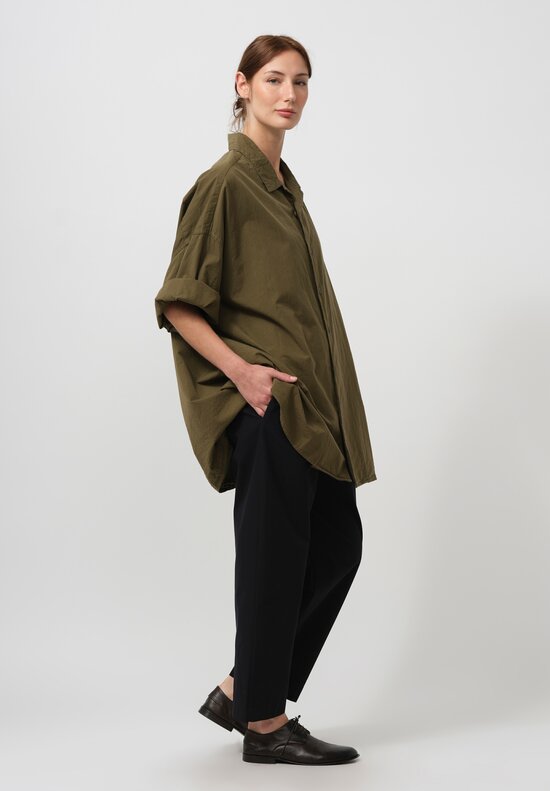 Casey Casey Paper Cotton April Shirt in Khaki Green	