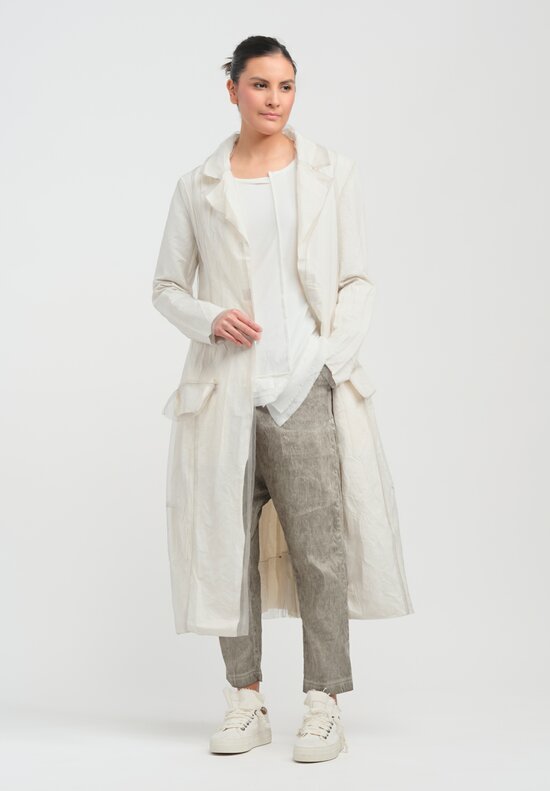 Rundholz Cotton & Linen Mesh Safety Pin Coat in Hay Cloud White	