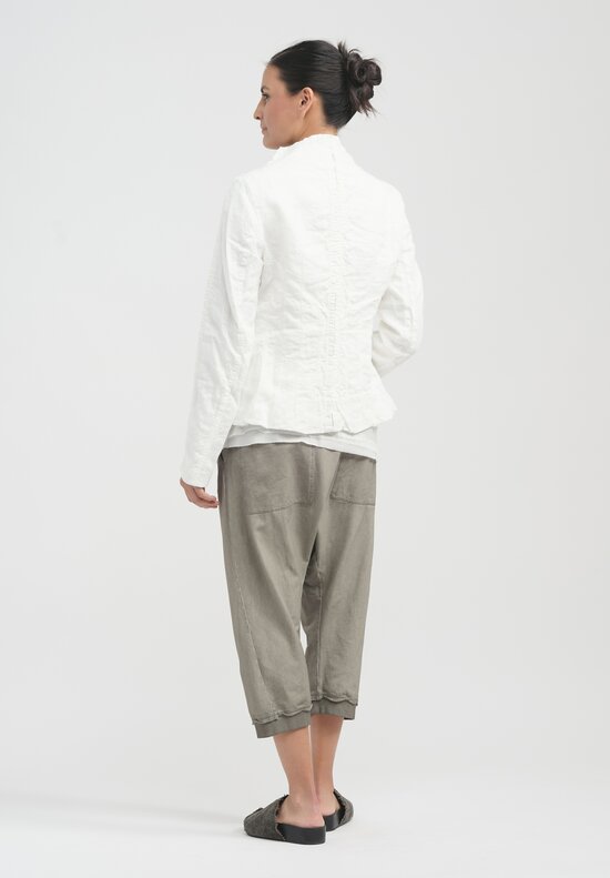 Rundholz Textured Linen Hook Seam Jacket in Callas White	