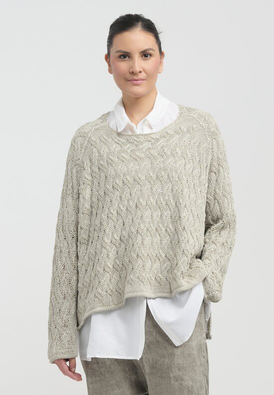 Rundholz Linen & Cotton Crossknit Pullover in Straw Cloud Natural