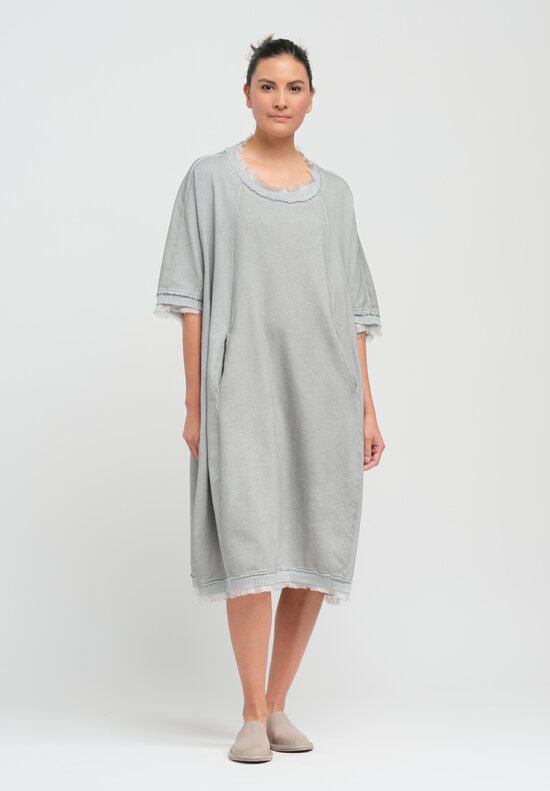 Rundholz Dip Silk Edge Relaxed Cotton Dress in Coal Cloud Grey	