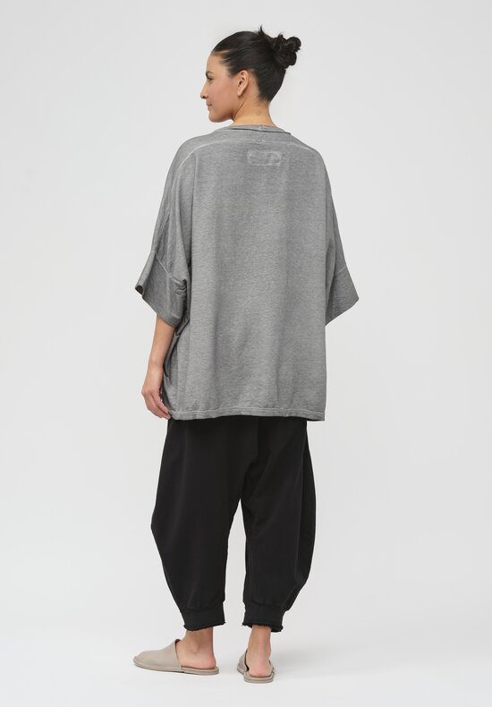 Rundholz Dip Relaxed Linen & Cotton Pullover in Coal Cloud Grey	