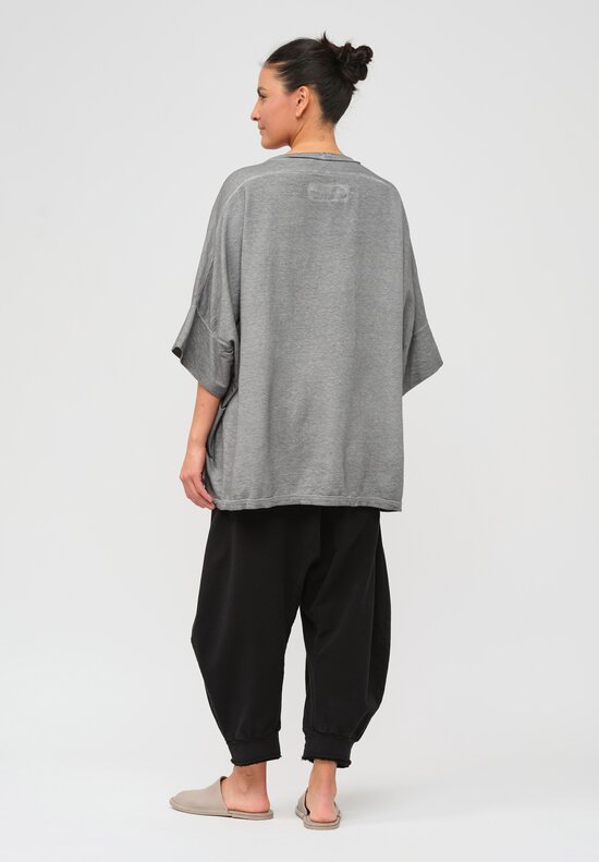 Rundholz Dip Relaxed Linen & Cotton Pullover in Coal Cloud Grey