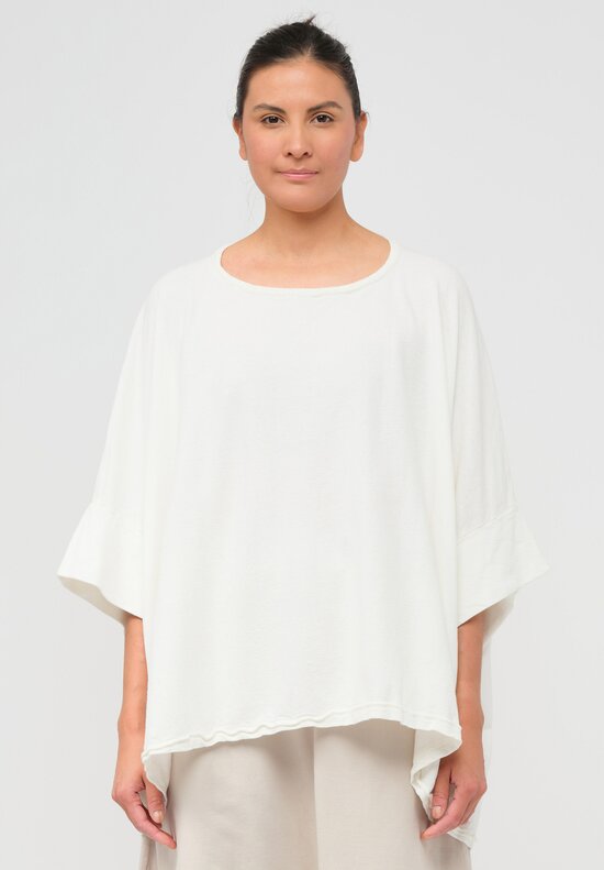 Rundholz Dip Relaxed Linen & Cotton Pullover in Star White