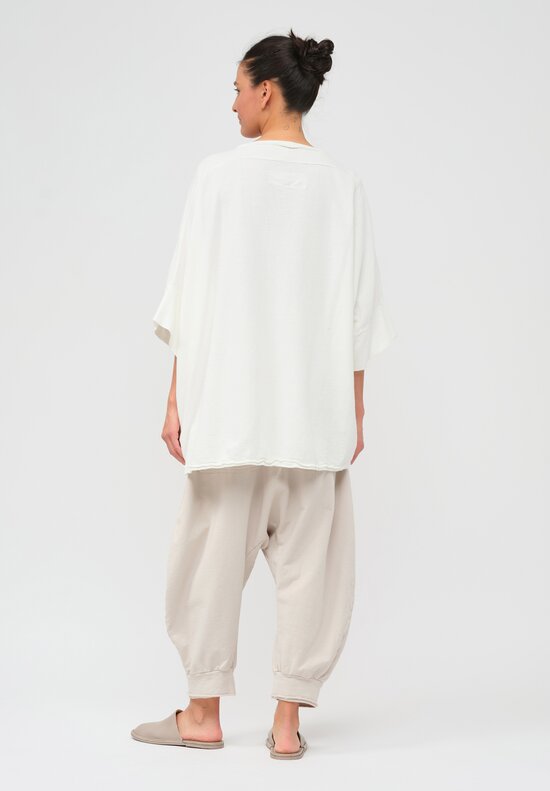 Rundholz Dip Relaxed Linen & Cotton Pullover in Star White