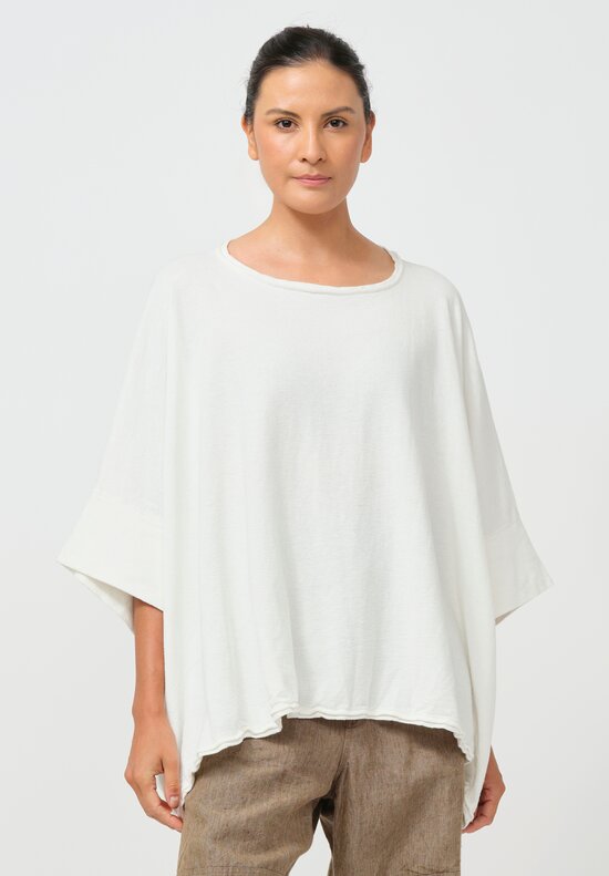 Rundholz Dip Relaxed Linen & Cotton Pullover in Star White	