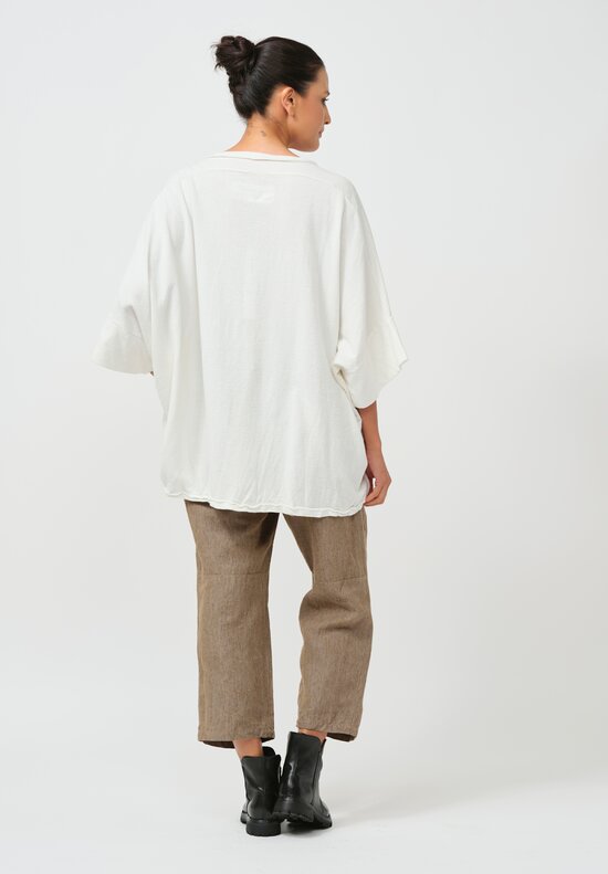 Rundholz Dip Relaxed Linen & Cotton Pullover in Star White	