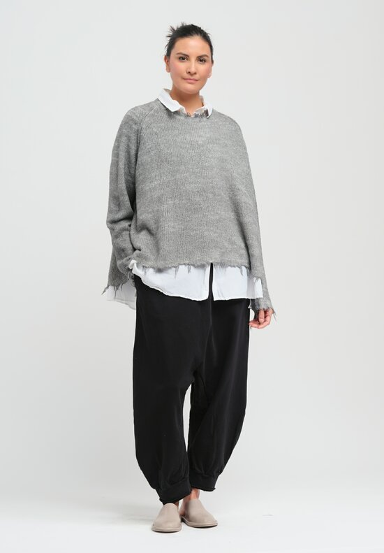 Rundholz Dip Distressed Silk Knit Pullover in Coal Cloud Grey