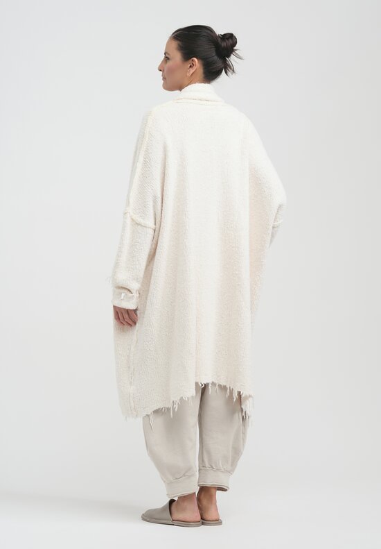 Rundholz Dip Distressed Silk Knit Cardigan in Nessel White	