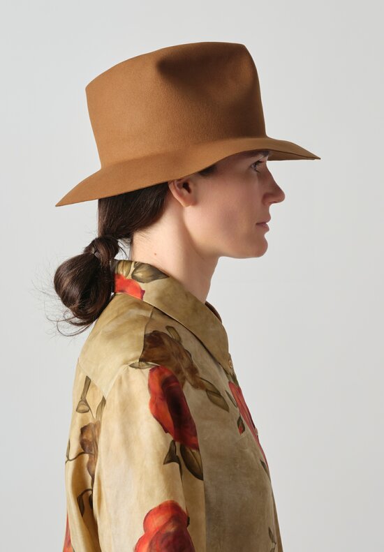 Horisaki Design & Handel Beaver Felt Hard Burnt Hat in Khaki	