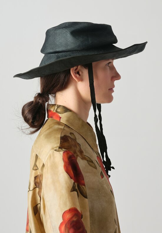 Horisaki Design & Handel Antique Sisal Straw Hat in Black	