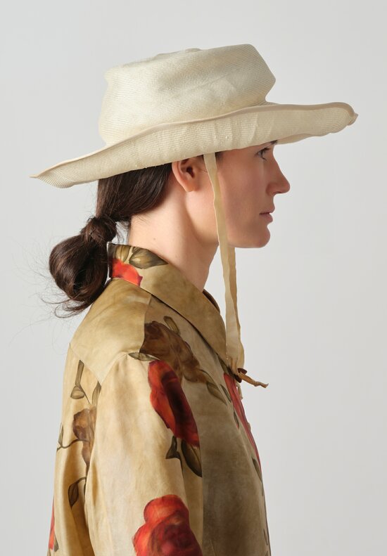 Horisaki Design & Handel Antique Sisal Straw Hat in White	