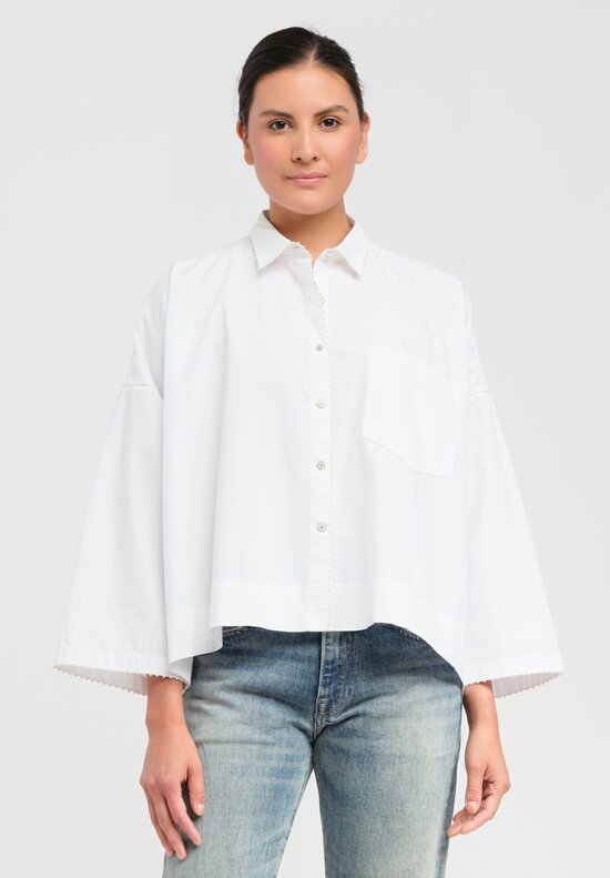 Péro Cotton Button-Down Shirt in White	