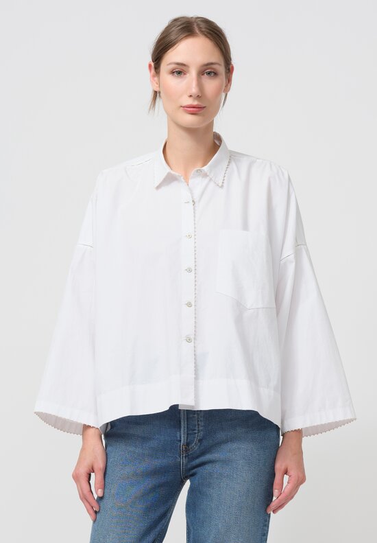 Péro Cotton Button-Down Shirt in White	