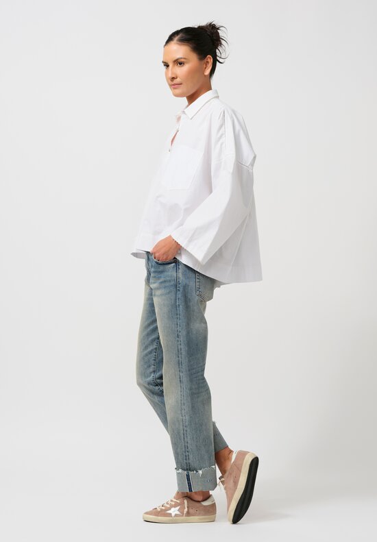 Péro Cotton Button-Down Shirt in White