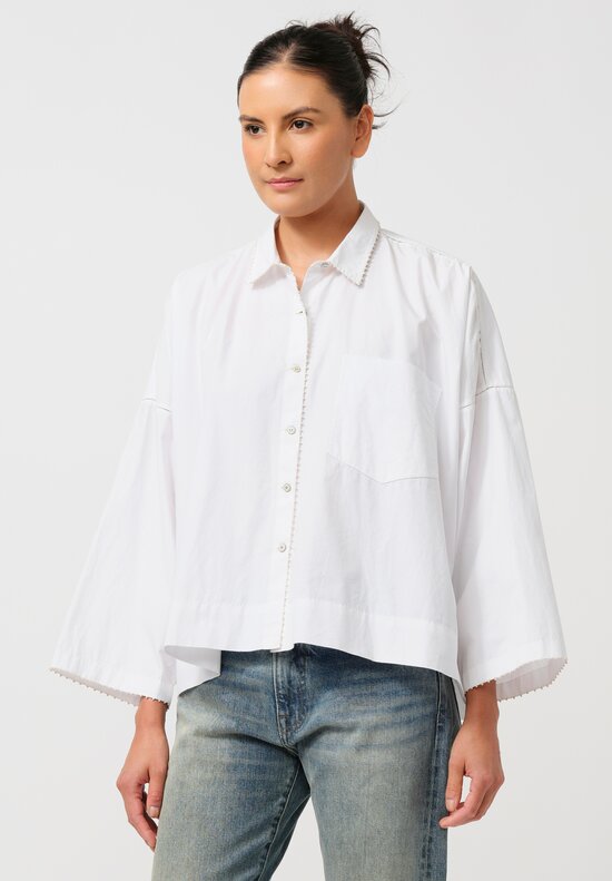 Péro Cotton Button-Down Shirt in White